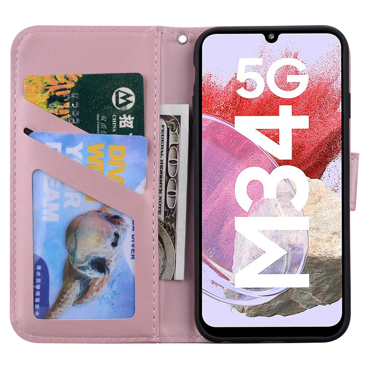 For Samsung Galaxy M34 5G / F34 5G Cartoon Animal Pattern Wallet Leather Cover Cell Phone Cases - Pink