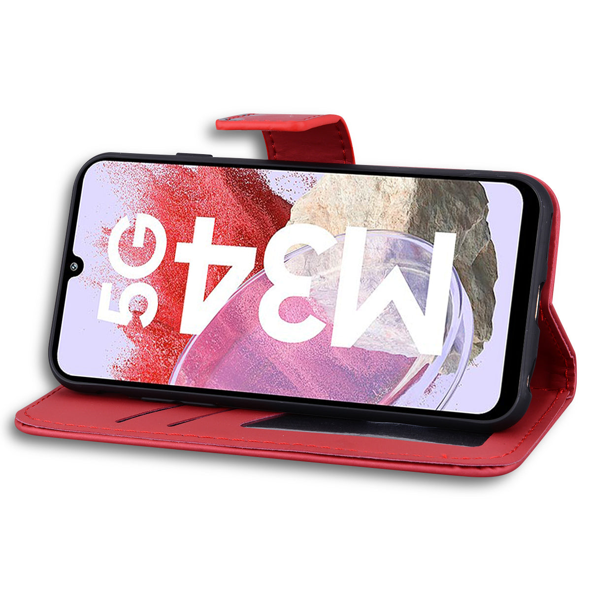 For Samsung Galaxy M34 5G / F34 5G Cartoon Animal Pattern Wallet Leather Cover Cell Phone Cases - Red