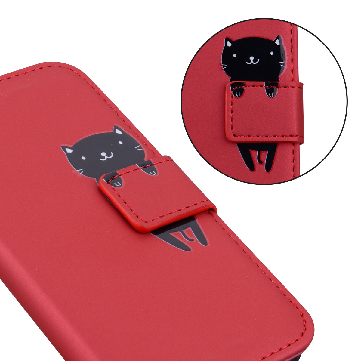 For Samsung Galaxy M34 5G / F34 5G Cartoon Animal Pattern Wallet Leather Cover Cell Phone Cases - Red