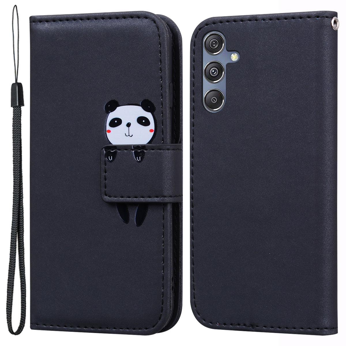 For Samsung Galaxy M34 5G / F34 5G Cartoon Animal Pattern Wallet Leather Cover Cell Phone Cases - Black
