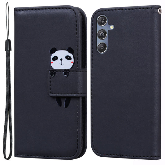 For Samsung Galaxy M34 5G / F34 5G Cartoon Animal Pattern Wallet Leather Cover Cell Phone Cases - Black