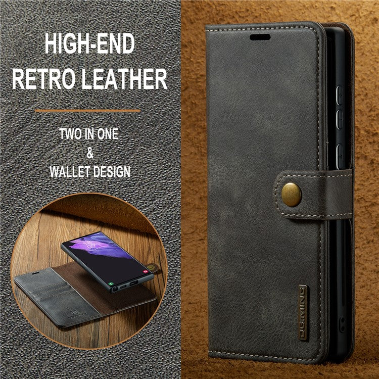 DG.MING for Samsung Galaxy S24 Ultra Case Detachable Split Leather Cover with Stand Wallet - Grey