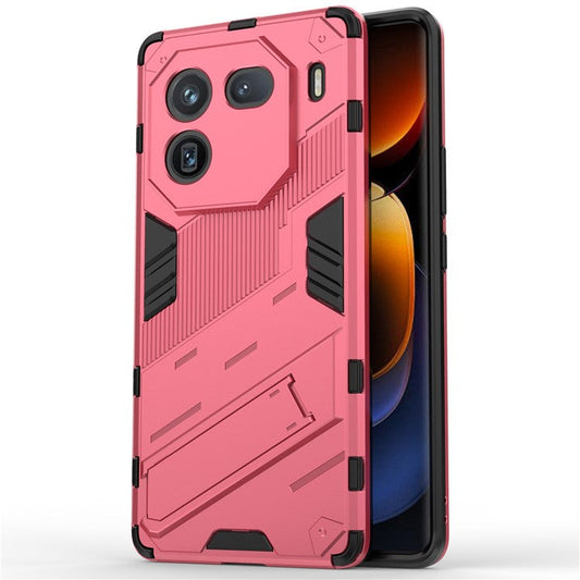 For vivo iQOO 12 Pro 5G Cell Phone Cases Anti-fall Invisible Kickstand PC+TPU Back Shell - Rose