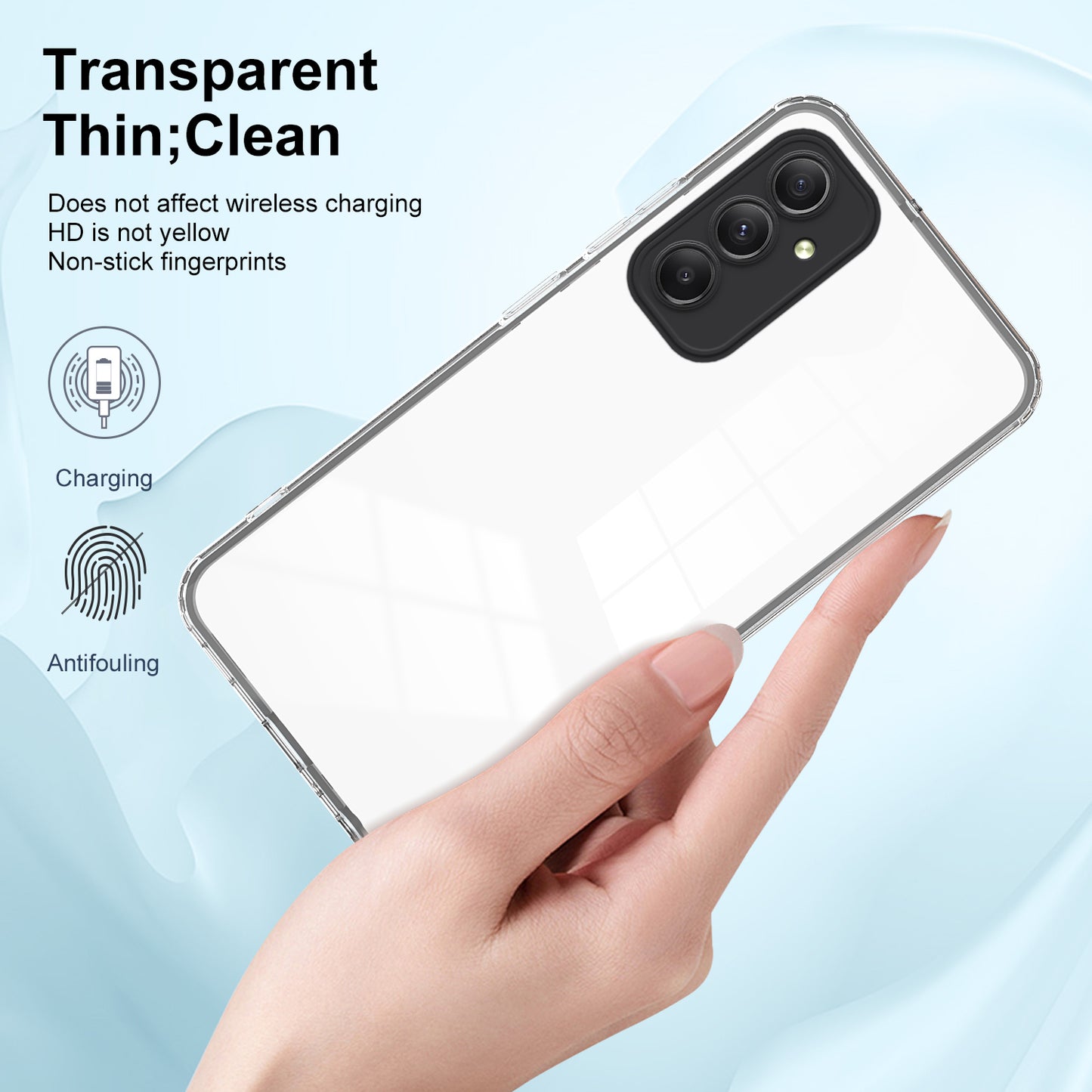 For Samsung Galaxy M34 5G / F34 5G Case Clear TPU Back PC Frame Phone Cover - Black