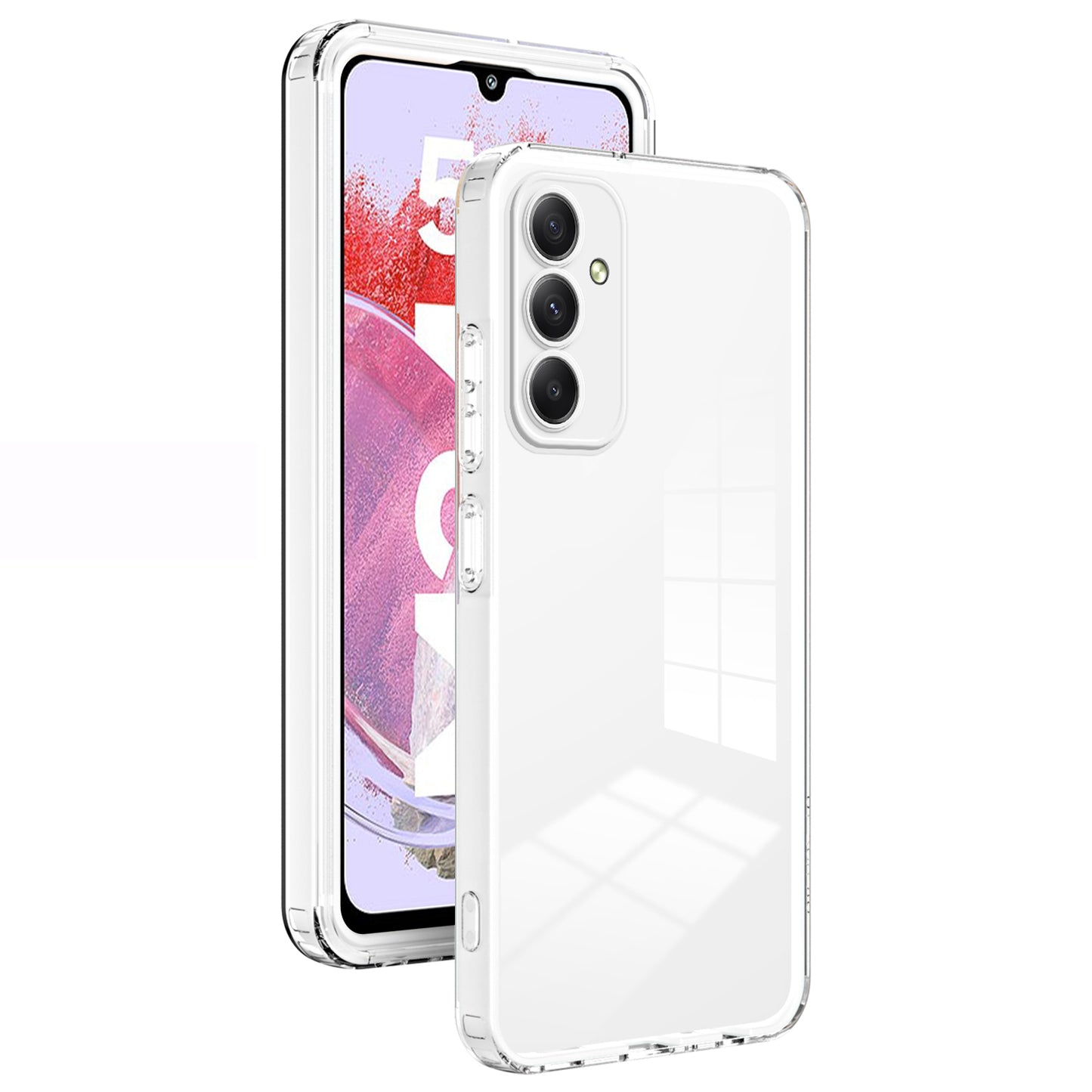 For Samsung Galaxy M34 5G / F34 5G Case Clear TPU Back PC Frame Phone Cover - White