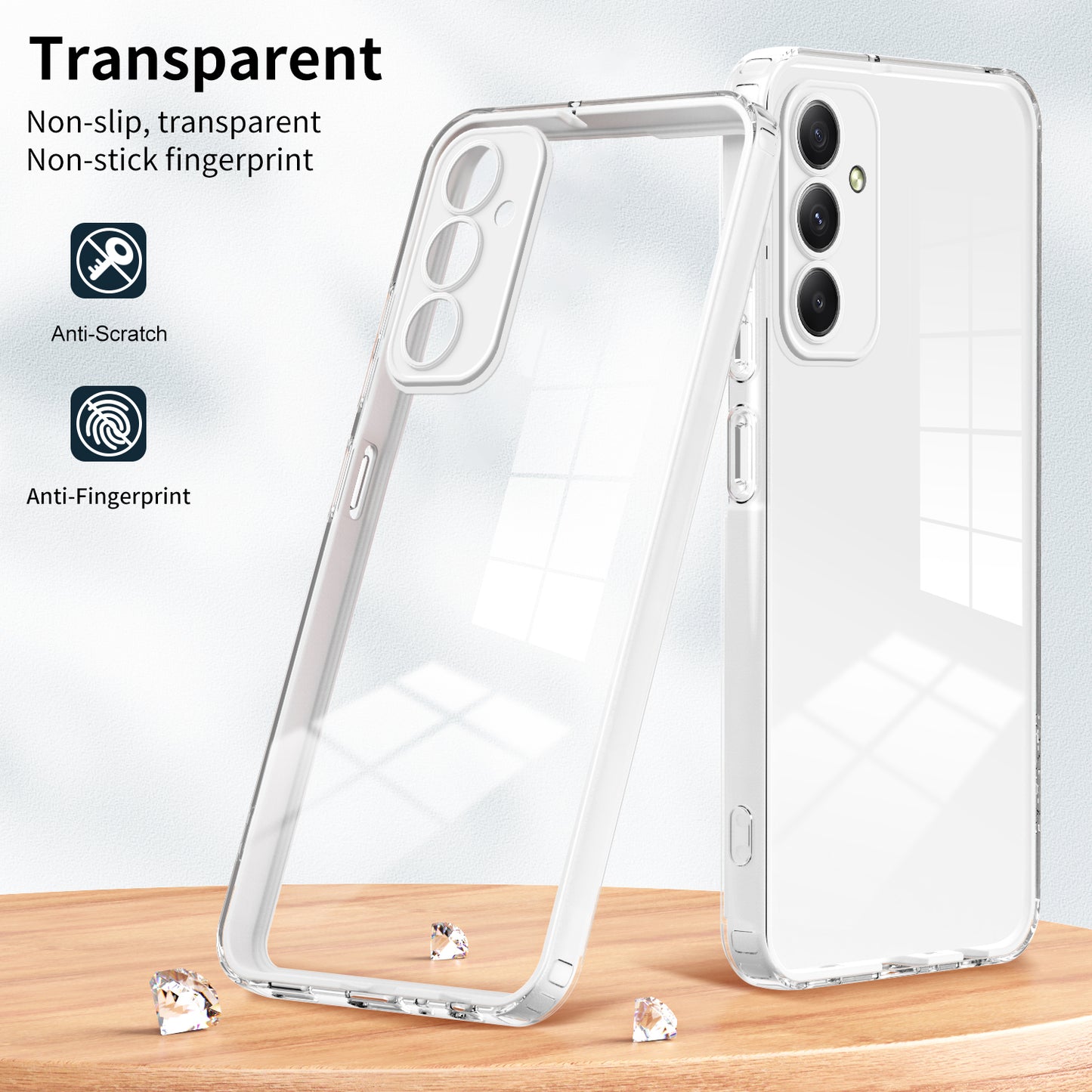 For Samsung Galaxy M34 5G / F34 5G Case Clear TPU Back PC Frame Phone Cover - White