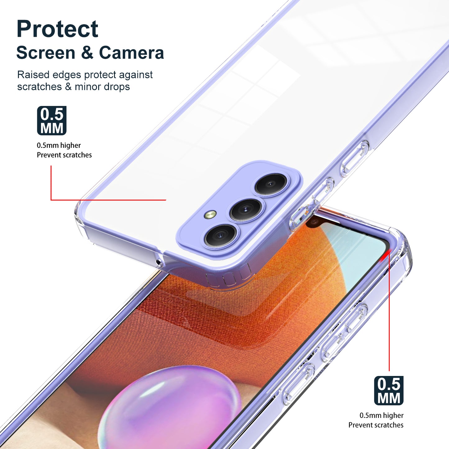 For Samsung Galaxy M34 5G / F34 5G Case Clear TPU Back PC Frame Phone Cover - Purple