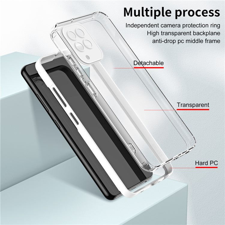 For Samsung Galaxy M53 5G Case Colorful Frame Clear Back Phone Cover - White