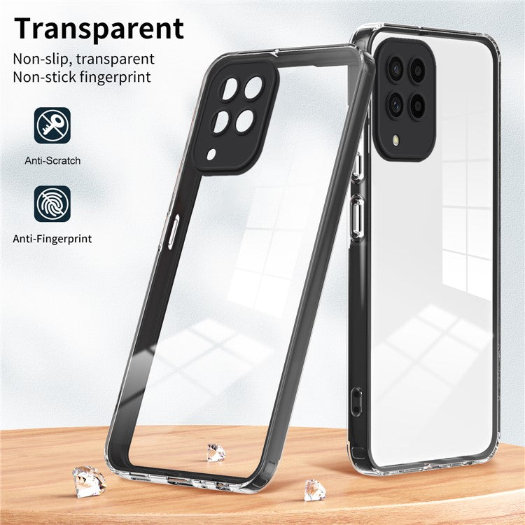 For Samsung Galaxy M53 5G Case Colorful Frame Clear Back Phone Cover - Black