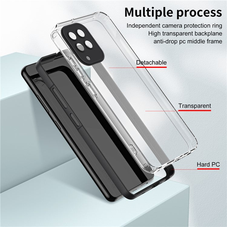 For Samsung Galaxy M53 5G Case Colorful Frame Clear Back Phone Cover - Black