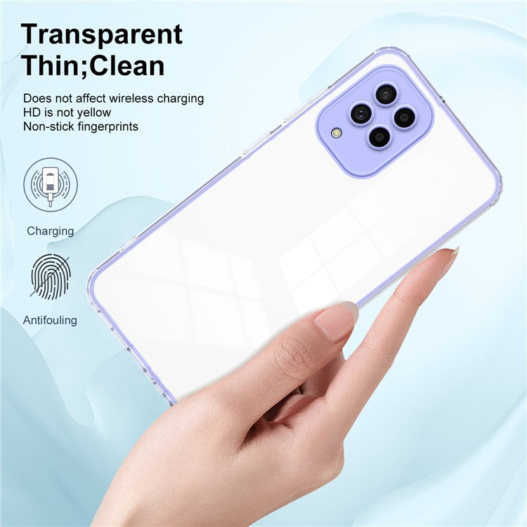 For Samsung Galaxy M53 5G Case Colorful Frame Clear Back Phone Cover - Purple