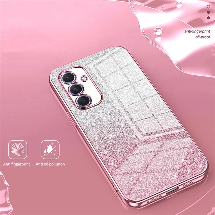 For Samsung Galaxy A54 5G Case Gradient Glitter TPU Phone Back Cover (Precise Cutout) - Transparent