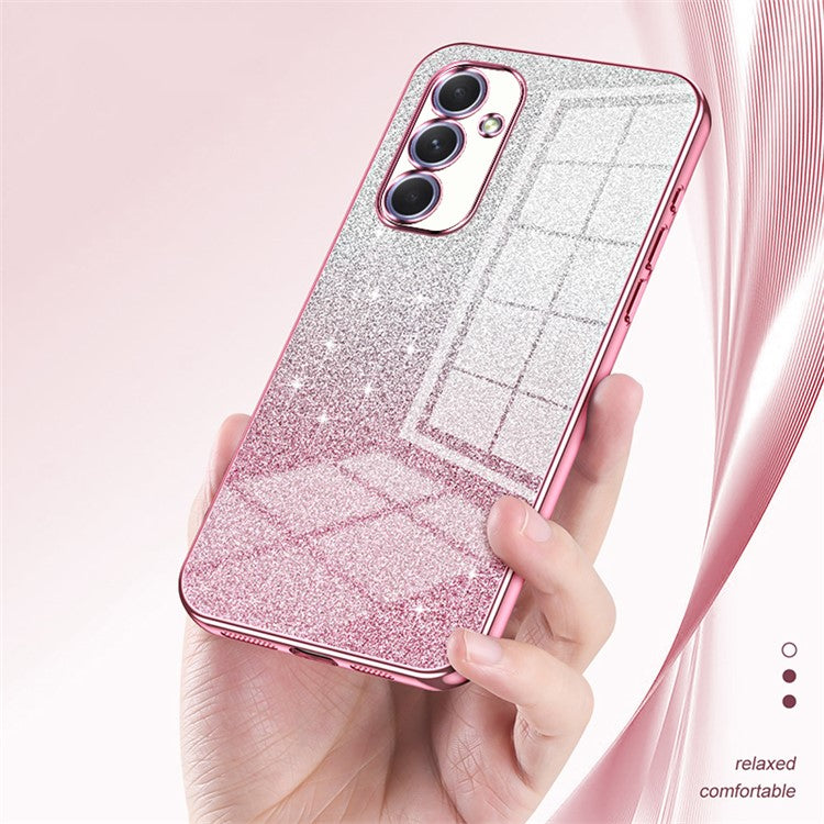 For Samsung Galaxy A54 5G Case Gradient Glitter TPU Phone Back Cover (Precise Cutout) - Transparent