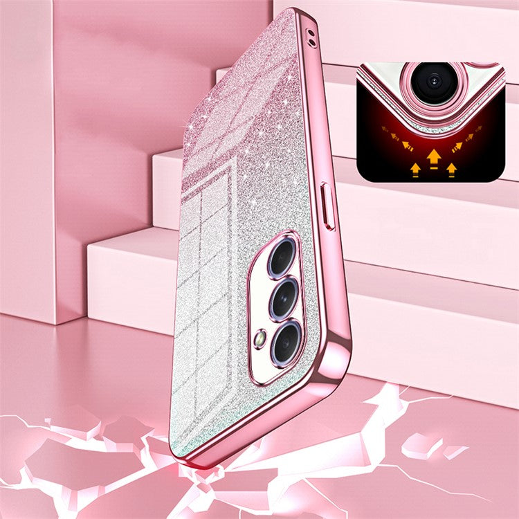For Samsung Galaxy A54 5G Case Gradient Glitter TPU Phone Back Cover (Precise Cutout) - Transparent