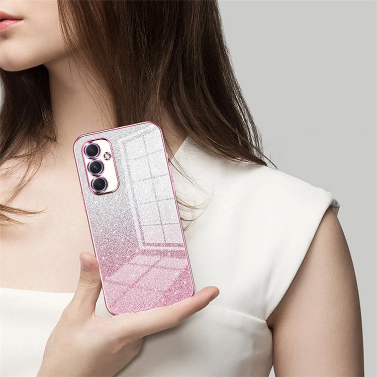 For Samsung Galaxy A54 5G Case Gradient Glitter TPU Phone Back Cover (Precise Cutout) - Transparent