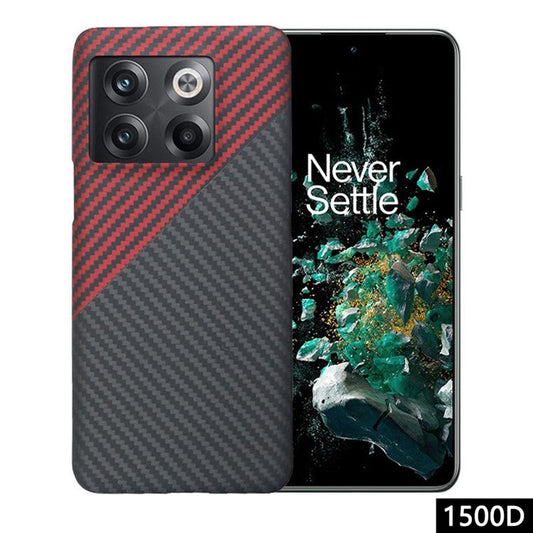 For OnePlus Ace Pro 5G / 10T 5G Aramid Fiber Cell Phone Case 1500D Coarse Texture Big Lens Cutout Cover - Red+Black