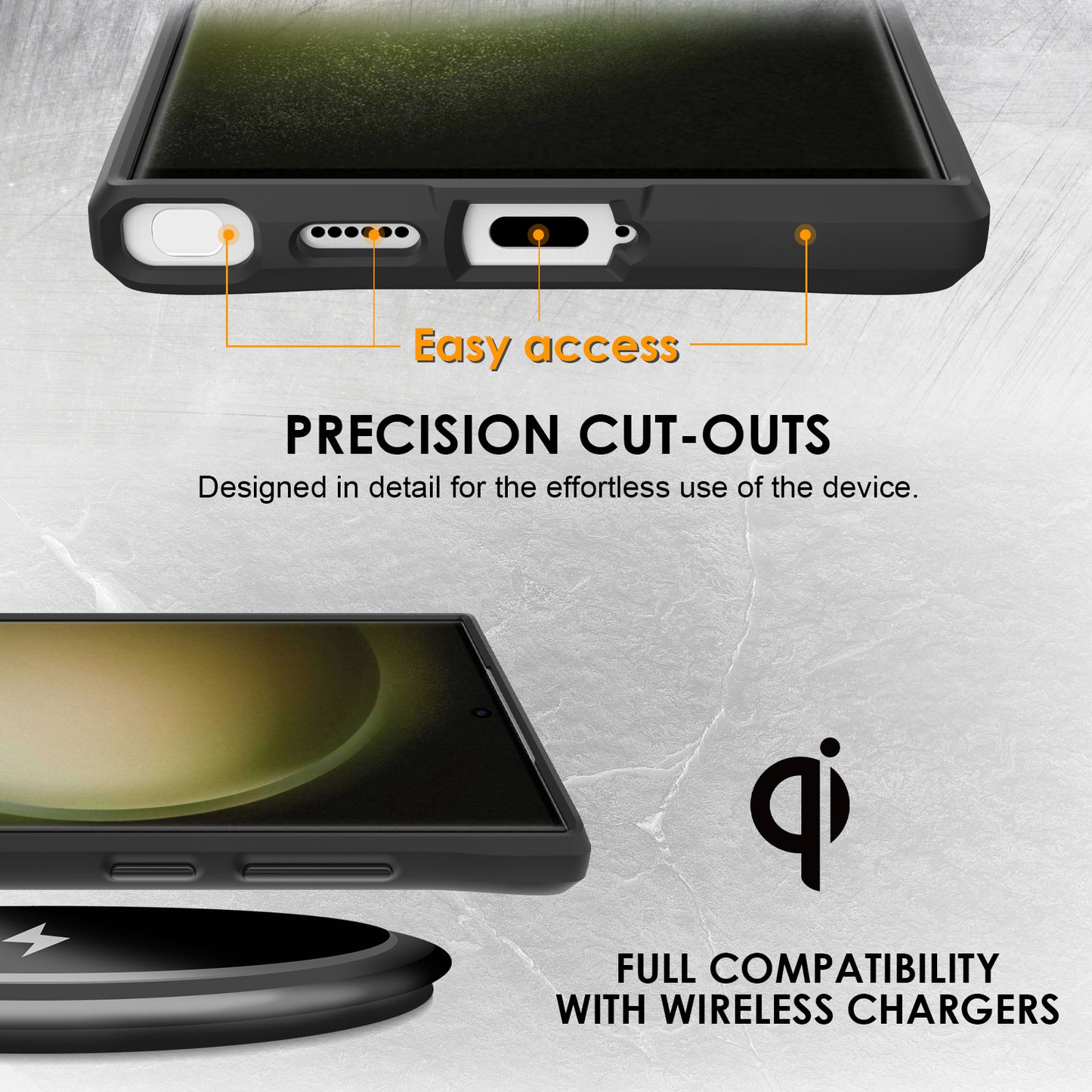 Combat X Mode Series for Samsung Galaxy S24 Ultra Cell Phone Case Shockproof TPU+PC Cover - Black