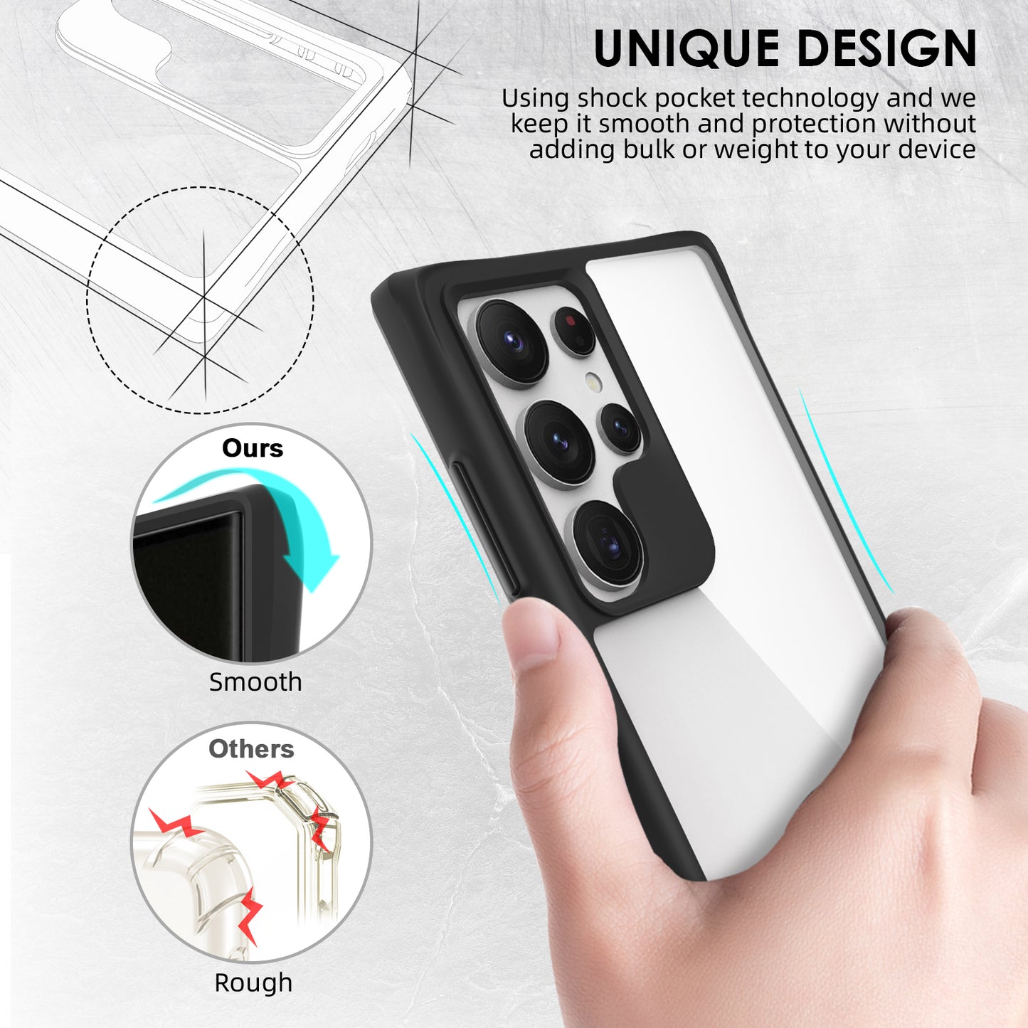 Combat X Mode Series for Samsung Galaxy S24 Ultra Cell Phone Case Shockproof TPU+PC Cover - Black