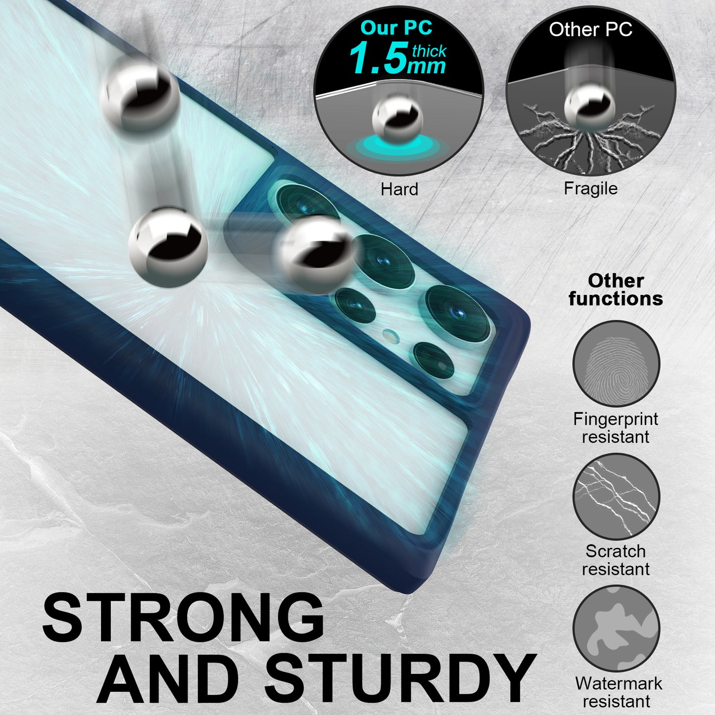 Combat X Mode Series for Samsung Galaxy S24 Ultra Cell Phone Case Shockproof TPU+PC Cover - Blue