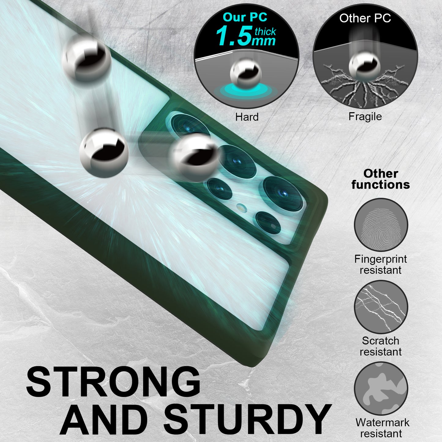 Combat X Mode Series for Samsung Galaxy S24 Ultra Cell Phone Case Shockproof TPU+PC Cover - Green