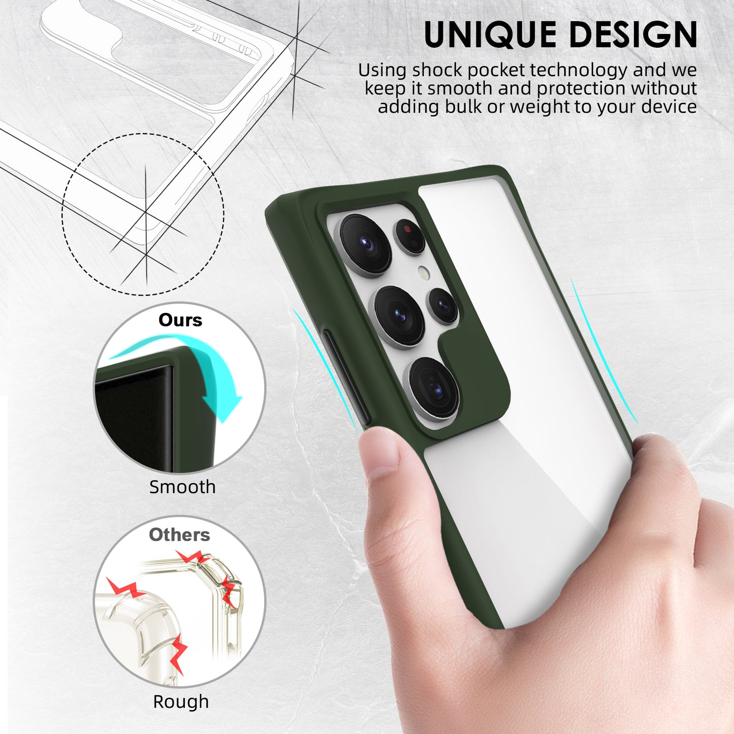 Combat X Mode Series for Samsung Galaxy S24 Ultra Cell Phone Case Shockproof TPU+PC Cover - Green