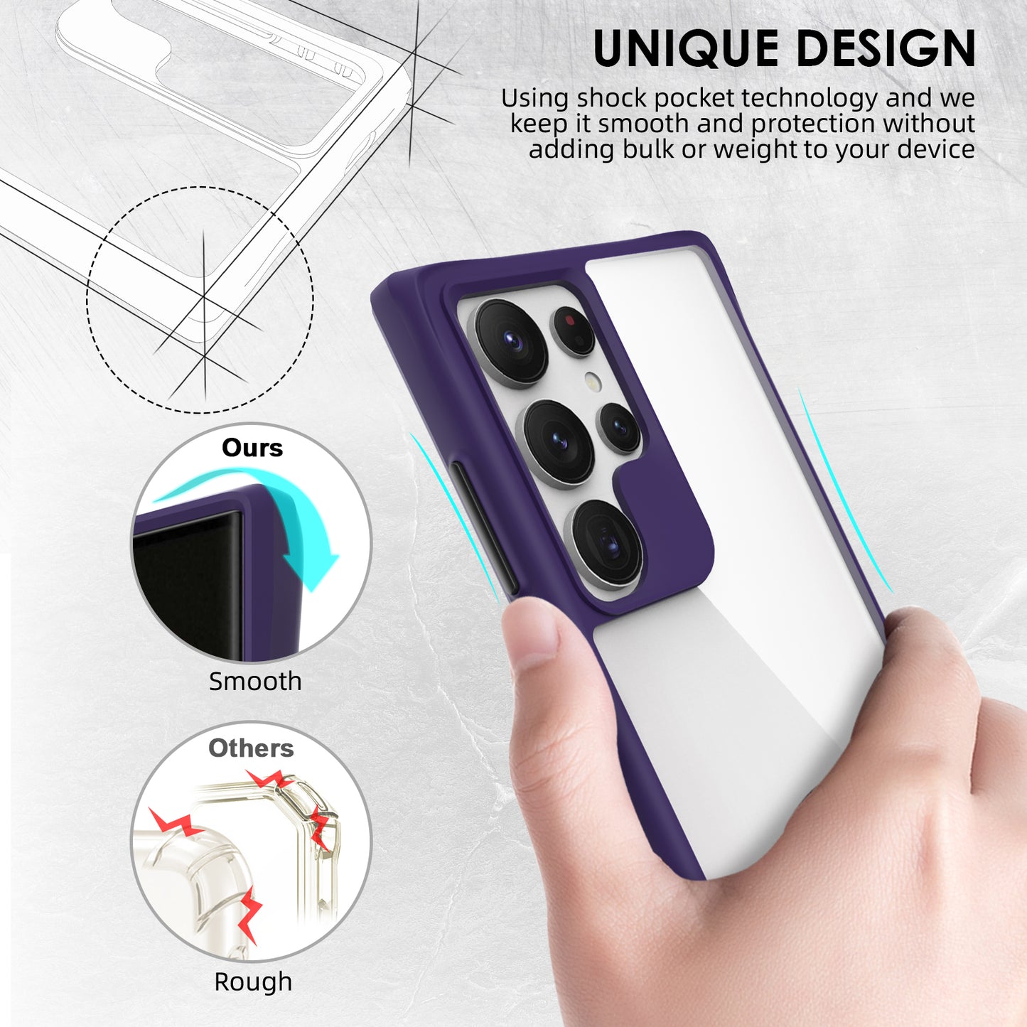 Combat X Mode Series for Samsung Galaxy S24 Ultra Cell Phone Case Shockproof TPU+PC Cover - Purple