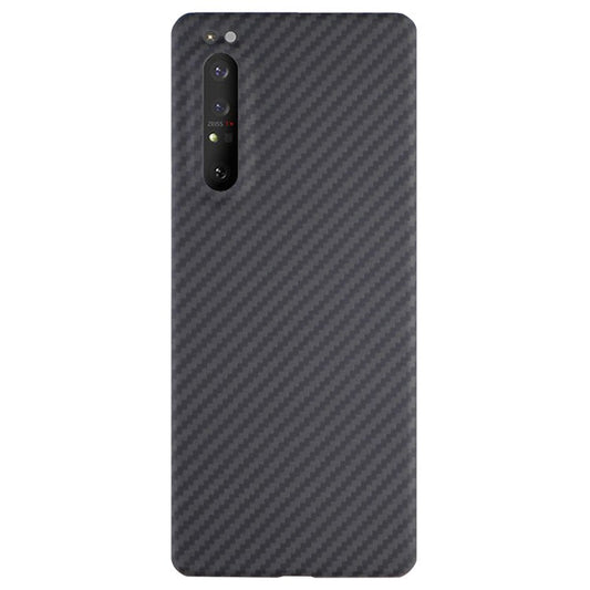 Aramid Fiber Phone Cover for Sony Xperia 1 II Case 1500D Coarse Texture Black Case with Big Lens Cutout