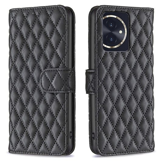 BINFEN COLOR BF Style-14 For Honor 100 5G Cell Phone Case Leather Wallet Anti-fall Cover - Black