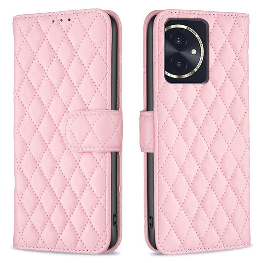 BINFEN COLOR BF Style-14 For Honor 100 5G Cell Phone Case Leather Wallet Anti-fall Cover - Pink