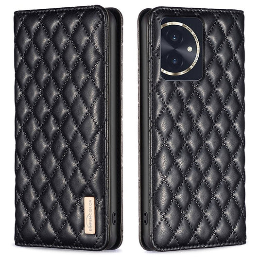 BINFEN COLOR BF Style-16 For Honor 100 5G Cell Phone Case Card Holder Leather Protection Cover - Black