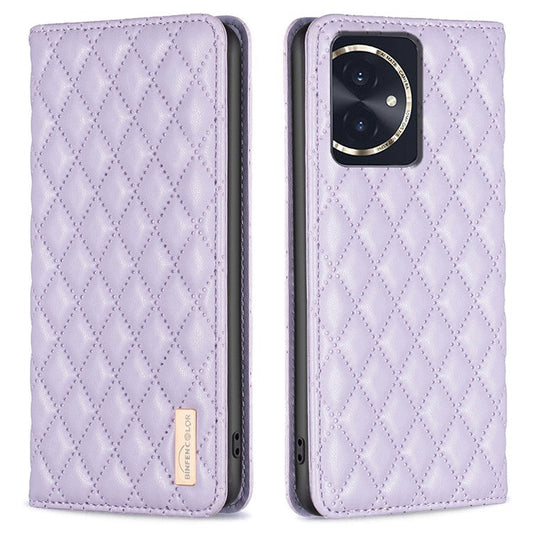 BINFEN COLOR BF Style-16 For Honor 100 5G Cell Phone Case Card Holder Leather Protection Cover - Purple