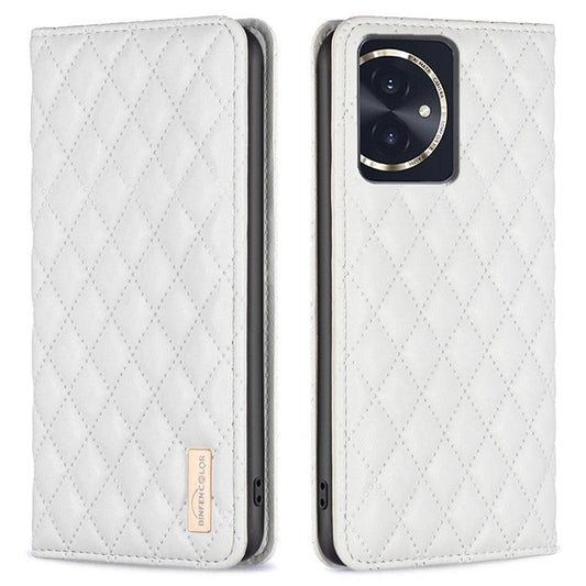 BINFEN COLOR BF Style-16 For Honor 100 5G Cell Phone Case Card Holder Leather Protection Cover - White