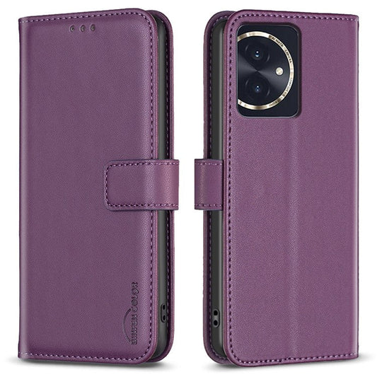 BINFEN COLOR BF17 For Honor 100 5G Cell Phone Case PU Leather Wallet Anti-drop Cover - Dark Purple