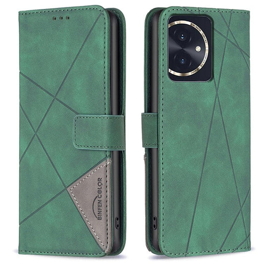BINFEN COLOR BF05 For Honor 100 5G Cell Phone Case Imprinted Leather Wallet Protective Cover - Green