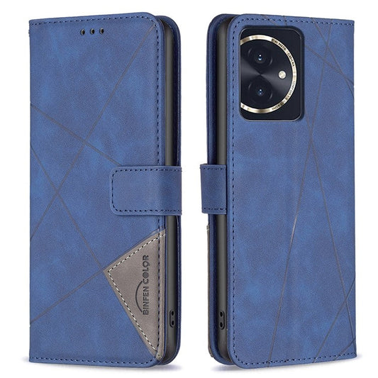 BINFEN COLOR BF05 For Honor 100 5G Cell Phone Case Imprinted Leather Wallet Protective Cover - Blue