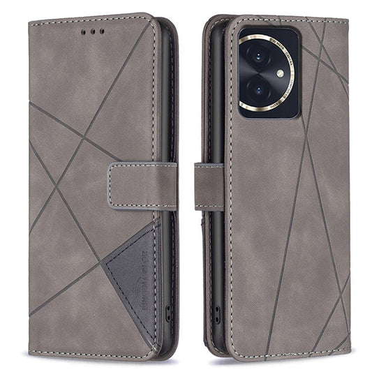BINFEN COLOR BF05 For Honor 100 5G Cell Phone Case Imprinted Leather Wallet Protective Cover - Grey