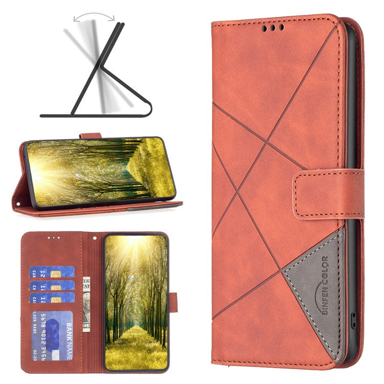 BINFEN COLOR BF05 For Samsung Galaxy A35 5G Case Wallet Imprinted Leather Phone Cover - Brown