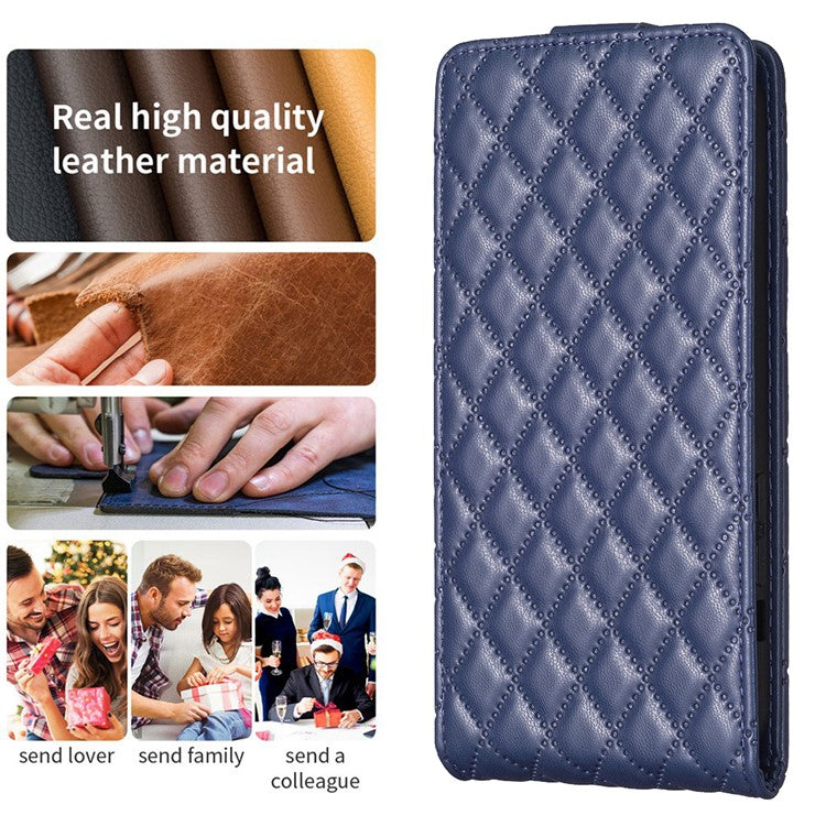 BF30 For Samsung Galaxy A35 5G Case Card Holder Vertical Flip Leather Cover - Blue