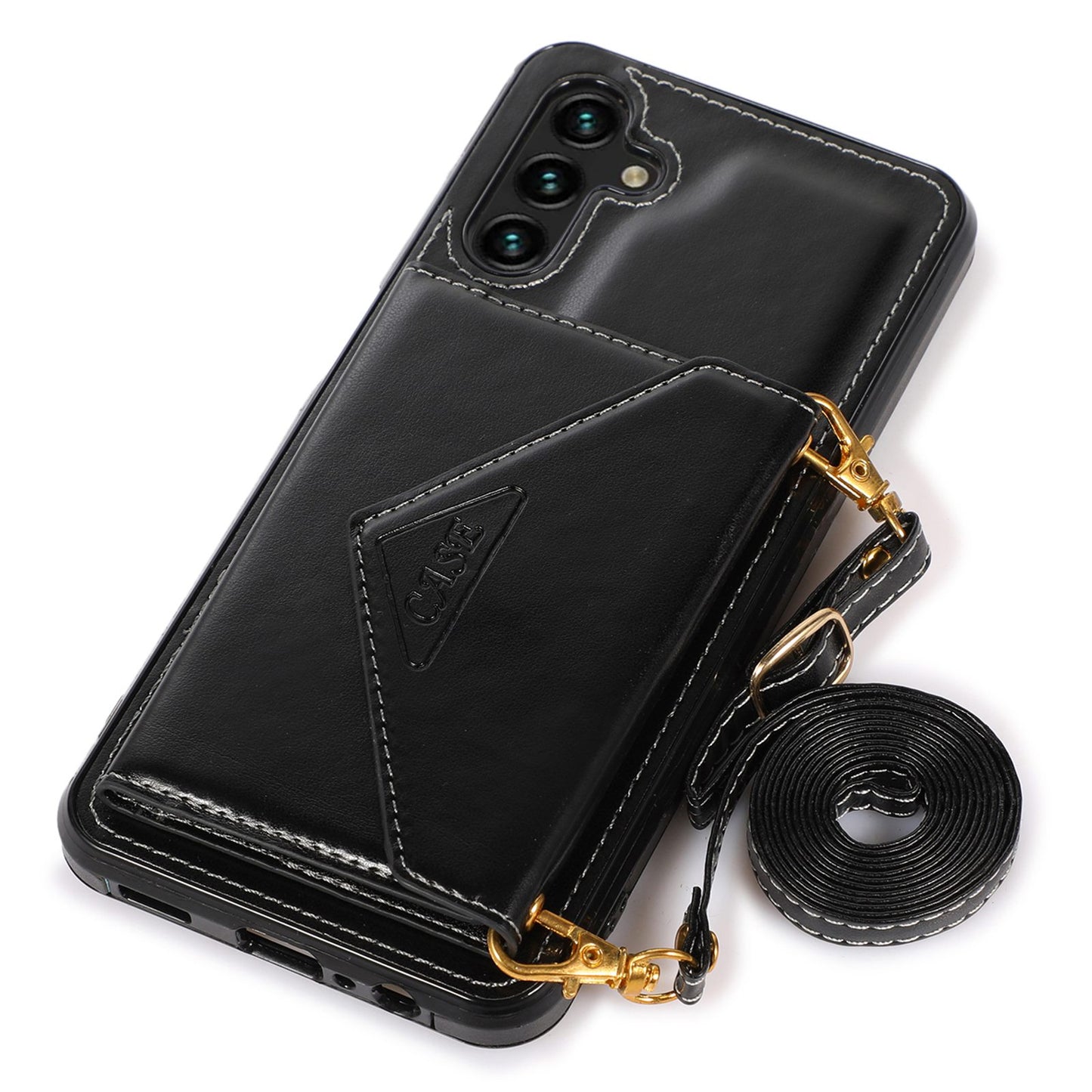 For Samsung Galaxy S24 Case PU Leather Coated TPU Phone Guard Cover with Card Slot - Black