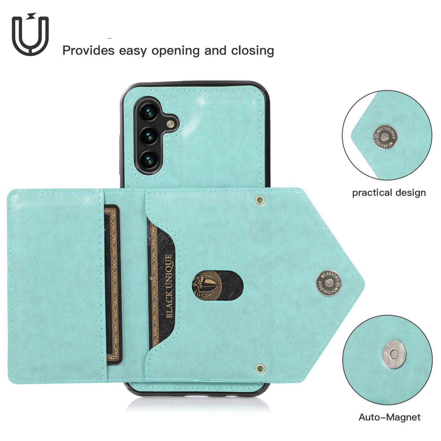 For Samsung Galaxy S24 Case PU Leather Coated TPU Phone Guard Cover with Card Slot - Green