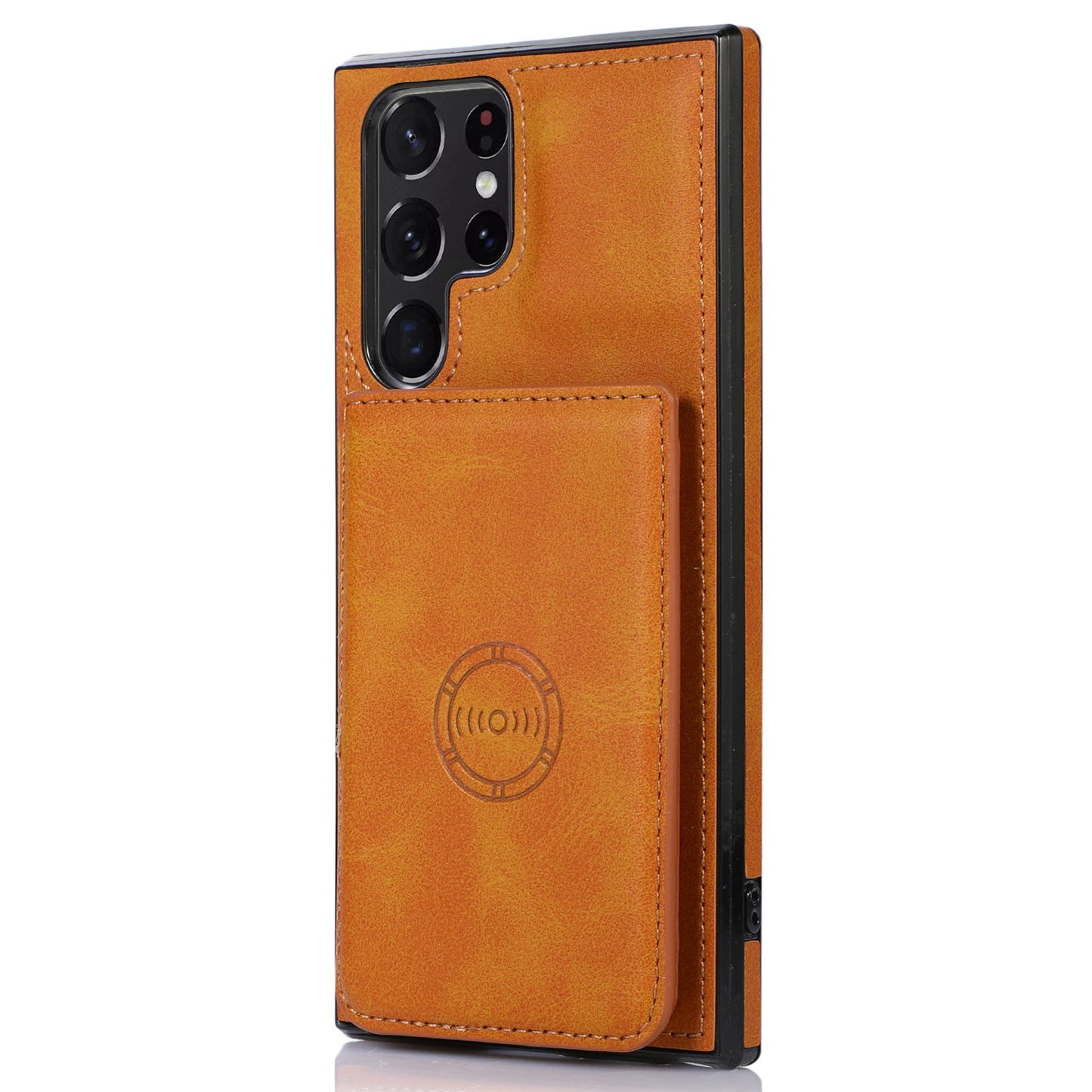 For Samsung Galaxy S24 Ultra Case Card Holder Kickstand PU Leather+TPU Phone Cover - Brown