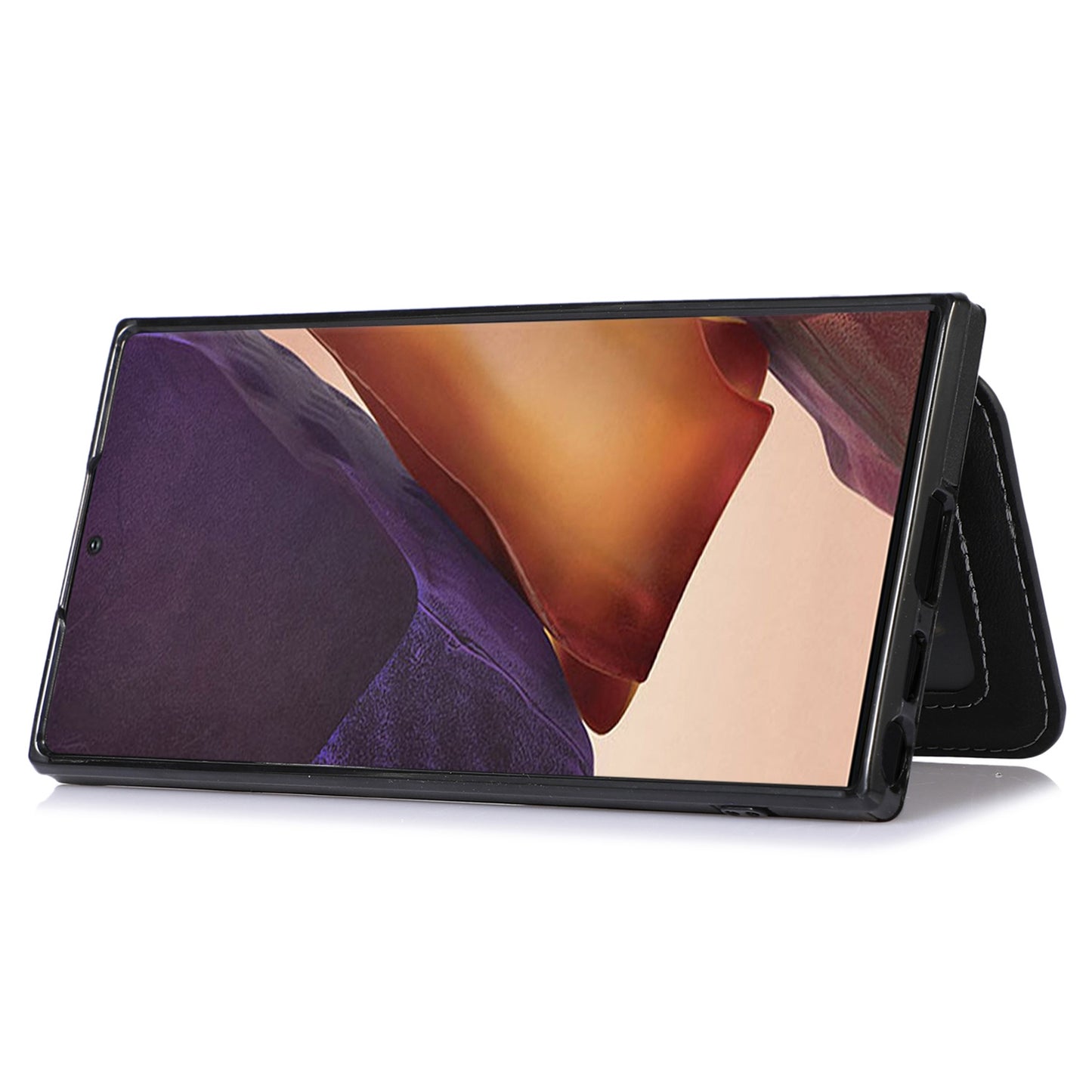 For Samsung Galaxy S24 Ultra Case Card Holder Kickstand PU Leather+TPU Phone Cover - Black
