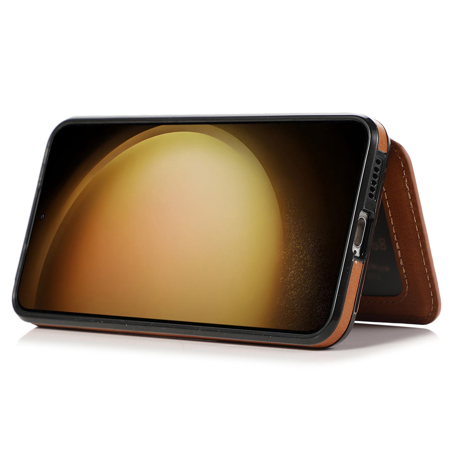 For Samsung Galaxy S24+ Cell Phone Case with Card Holder Kickstand PU Leather+TPU Cover - Brown
