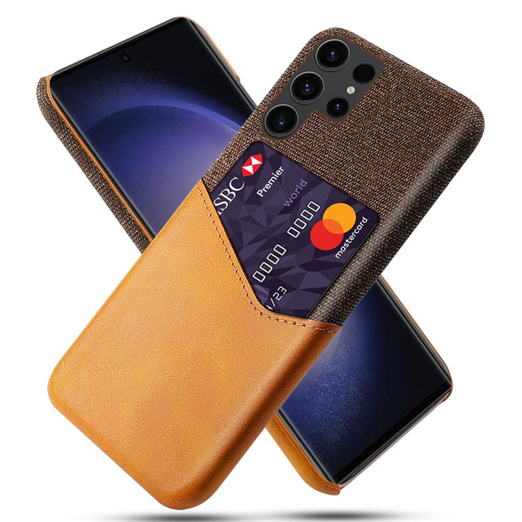 For Samsung Galaxy S24 Ultra Cloth Texture Phone Case Shockproof PU+PC Phone Cover - Orange
