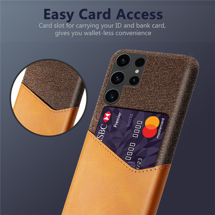 For Samsung Galaxy S24 Ultra Cloth Texture Phone Case Shockproof PU+PC Phone Cover - Orange