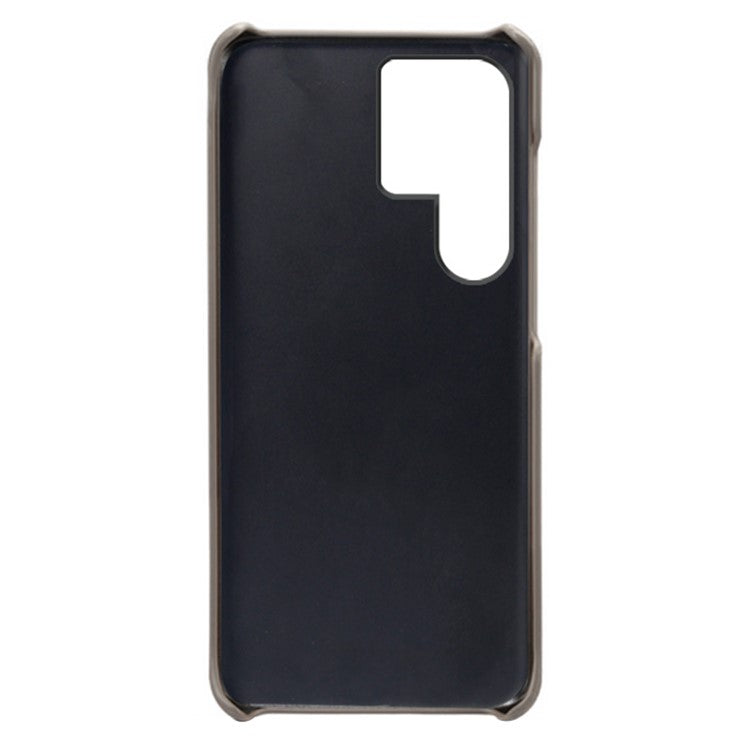 For Samsung Galaxy S24 Ultra Phone Case PU Leather + PC Cover Calf Texture Phone Shell - Grey