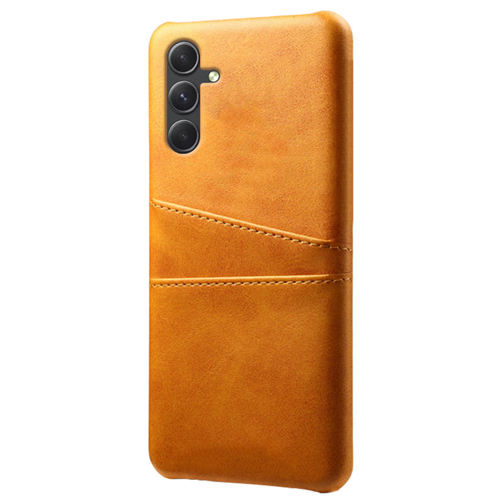 For Samsung Galaxy S24 Case PU+Hard PC Phone Protector with Dual Card Slots - Orange