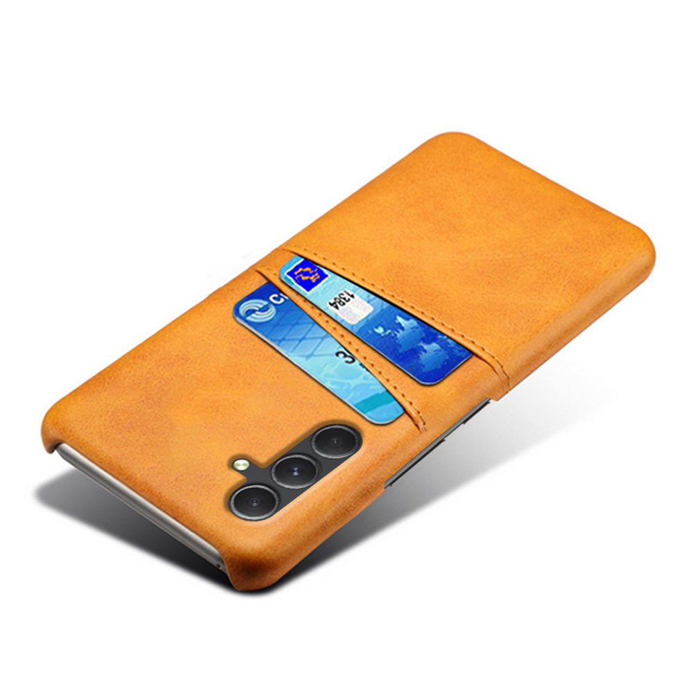For Samsung Galaxy S24 Case PU+Hard PC Phone Protector with Dual Card Slots - Orange