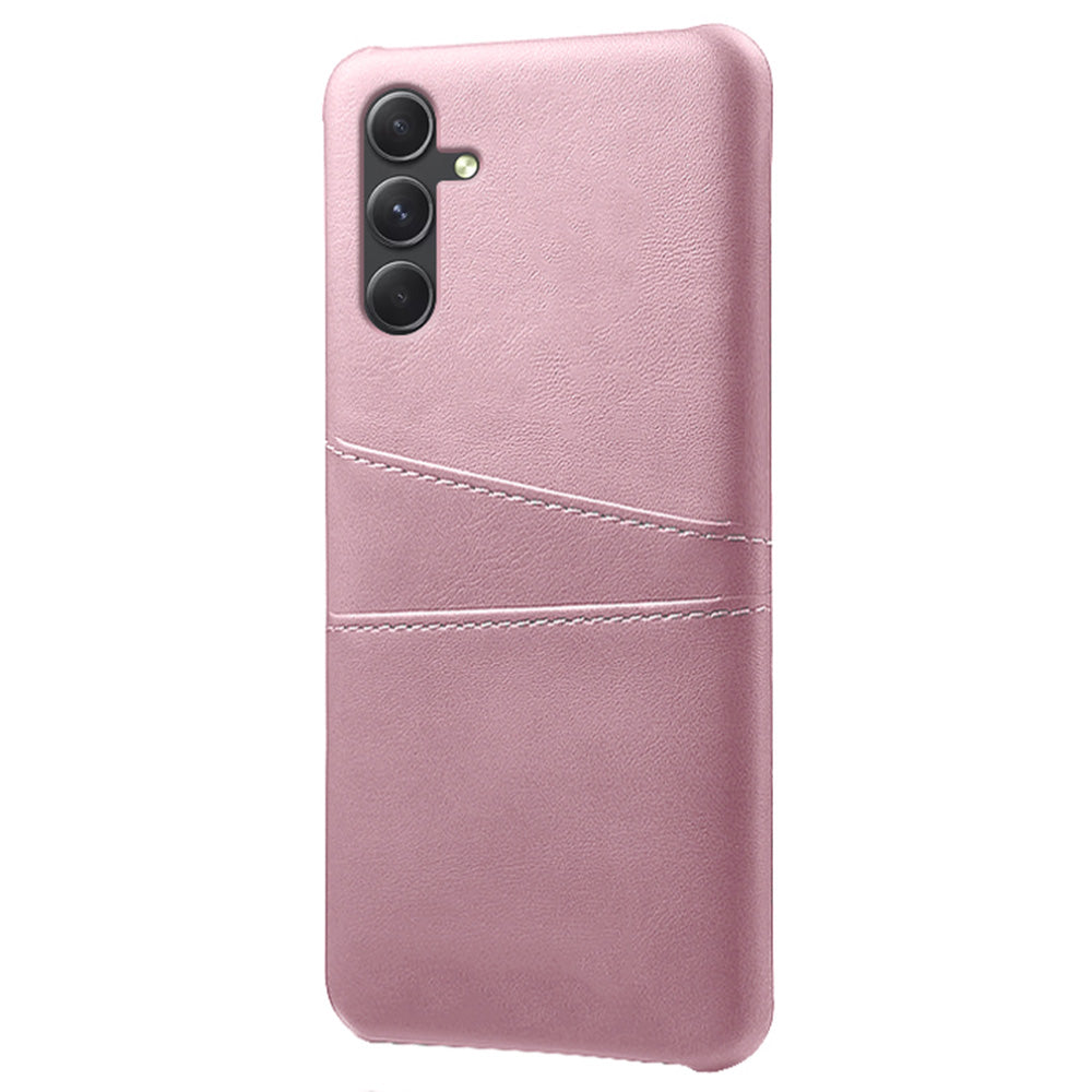 For Samsung Galaxy S24 Case PU+Hard PC Phone Protector with Dual Card Slots - Rose Gold
