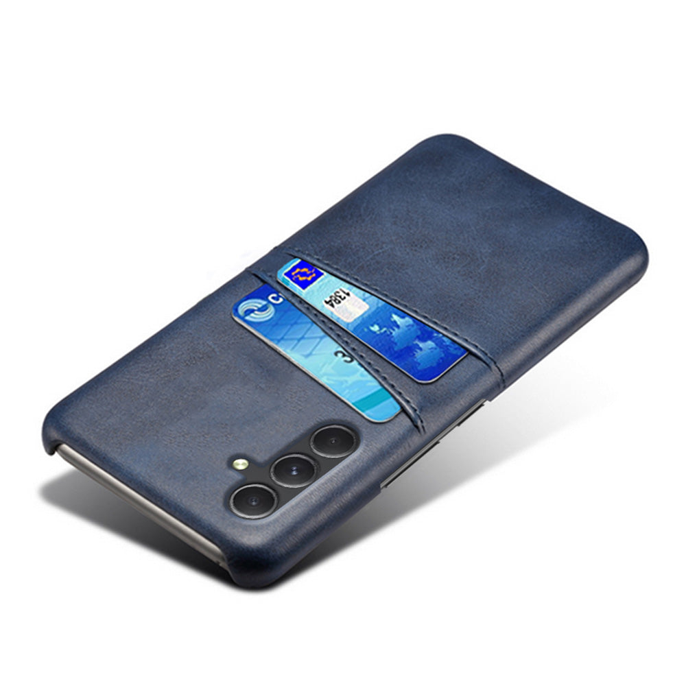 For Samsung Galaxy S24 Case PU+Hard PC Phone Protector with Dual Card Slots - Blue